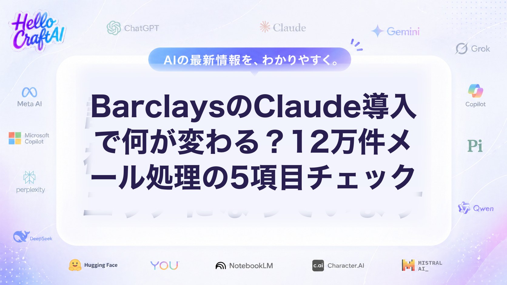 BarclaysのClaude導入で何が変わる？12万件メール処理の5項目チェック
