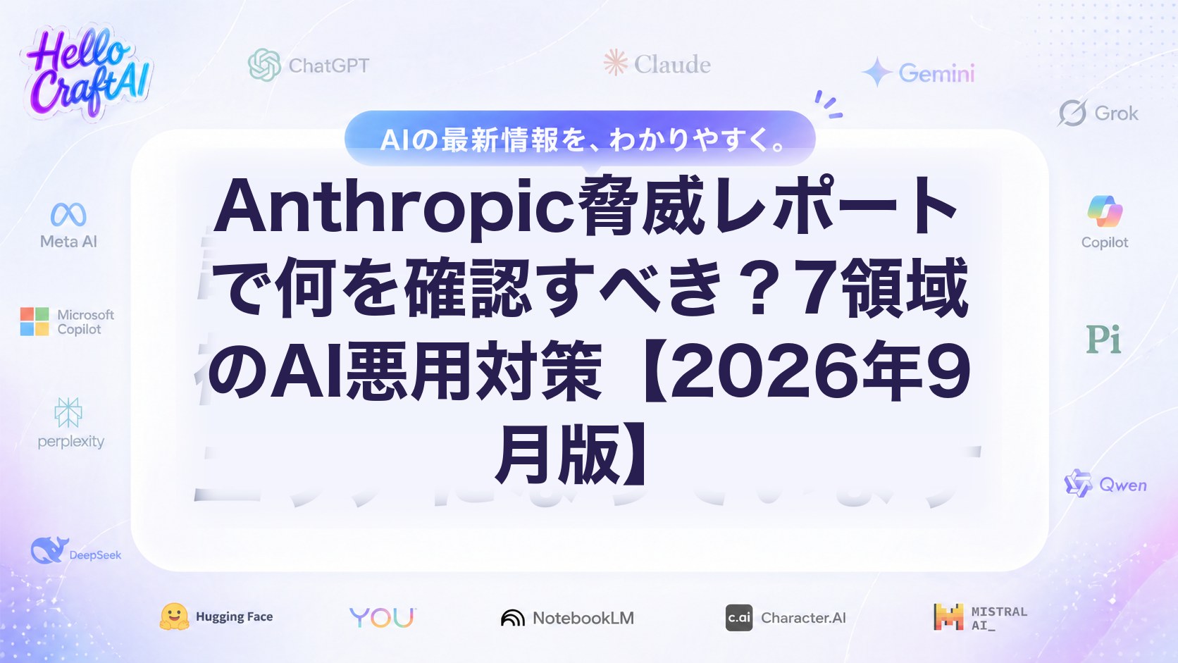 Anthropic脅威レポートで何を確認すべき？7領域のAI悪用対策【2026年9月版】