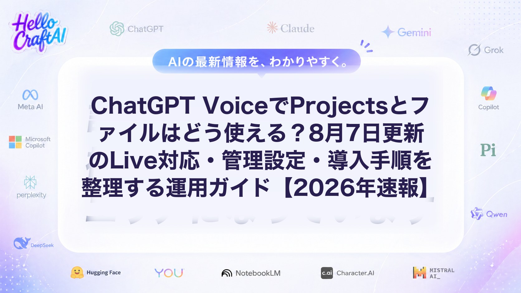 ChatGPT VoiceでProjectsとファイルはどう使える？8月7日更新のLive対応・管理設定・導入手順を整理する運用ガイド【2026年速報】