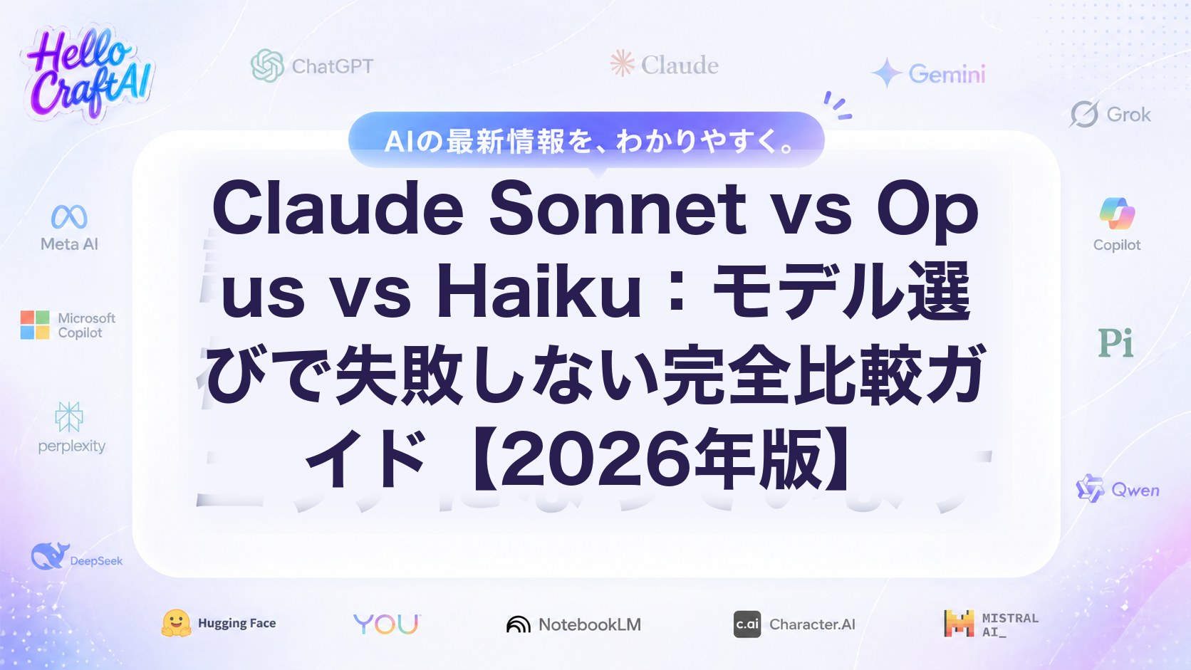 Claude Sonnet vs Opus vs Haiku：モデル選びで失敗しない完全比較ガイド【2026年版】
