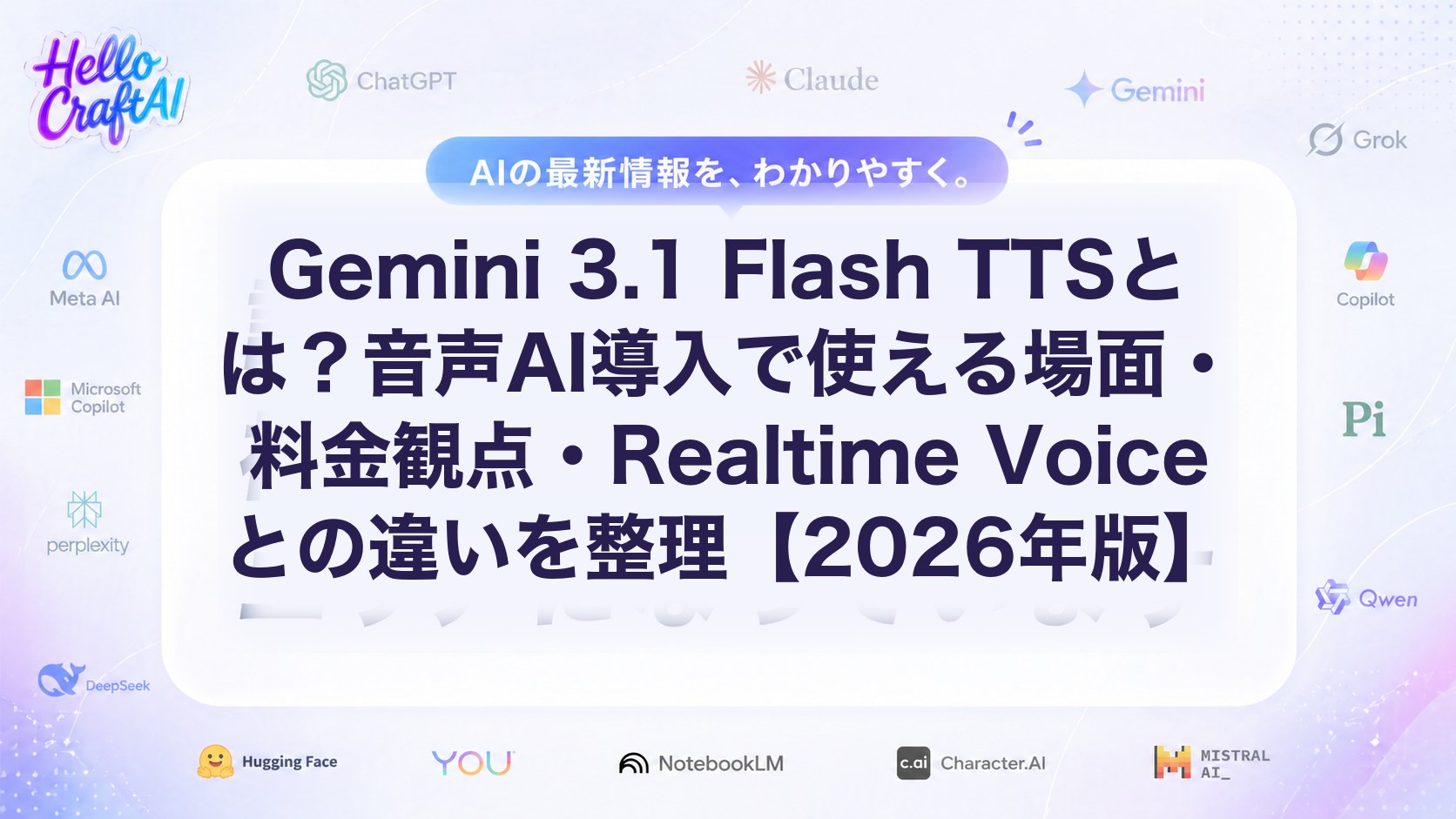 Gemini 3.1 Flash TTSとは？音声AI導入で使える場面・料金観点・Realtime Voiceとの違いを整理【2026年版】