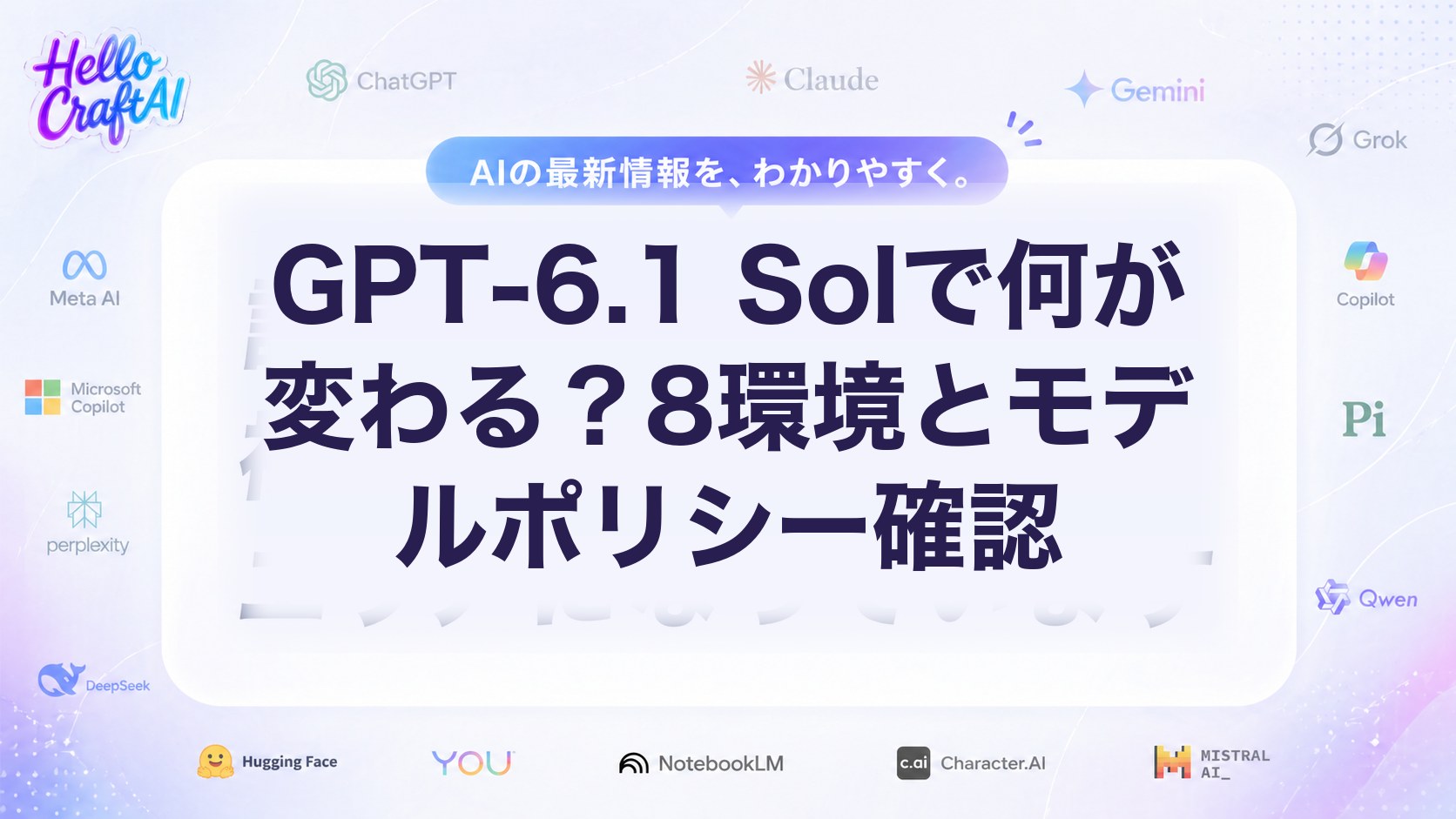 GPT-6.1 Solで何が変わる？8環境とモデルポリシー確認