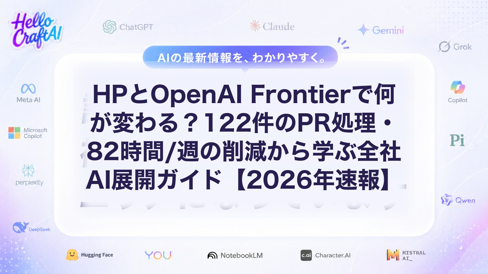 HPとOpenAI Frontierで何が変わる？122件のPR処理・82時間/週の削減から学ぶ全社AI展開ガイド【2026年速報】
