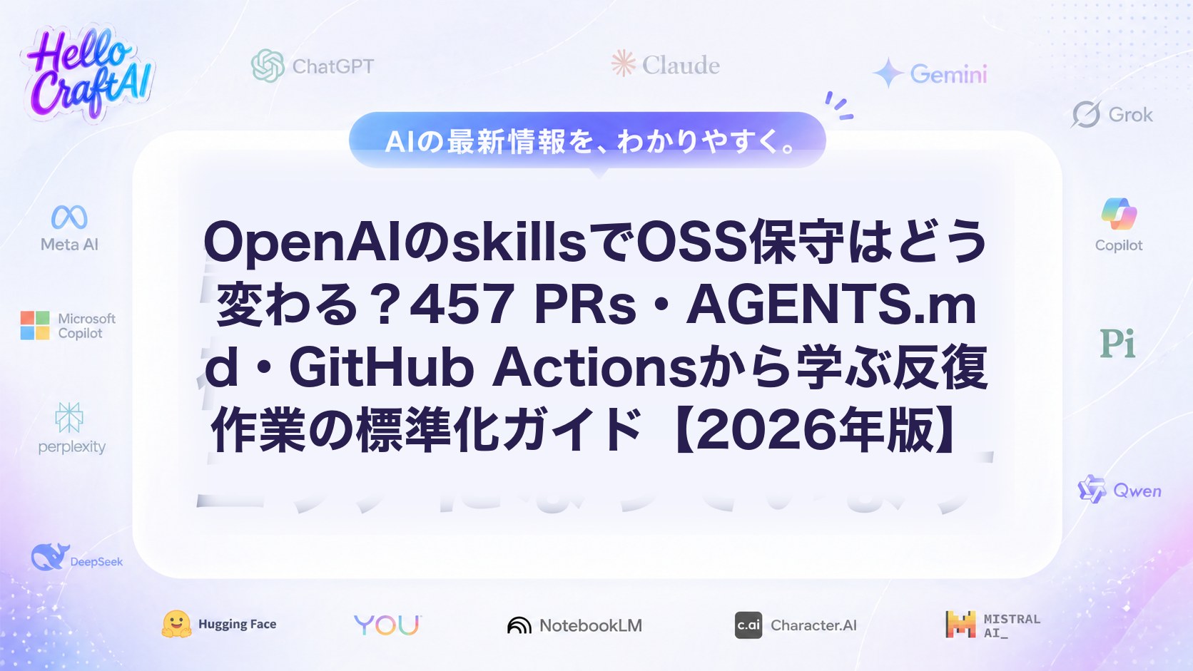 OpenAIのskillsでOSS保守はどう変わる？457 PRs・AGENTS.md・GitHub Actionsから学ぶ反復作業の標準化ガイド【2026年版】