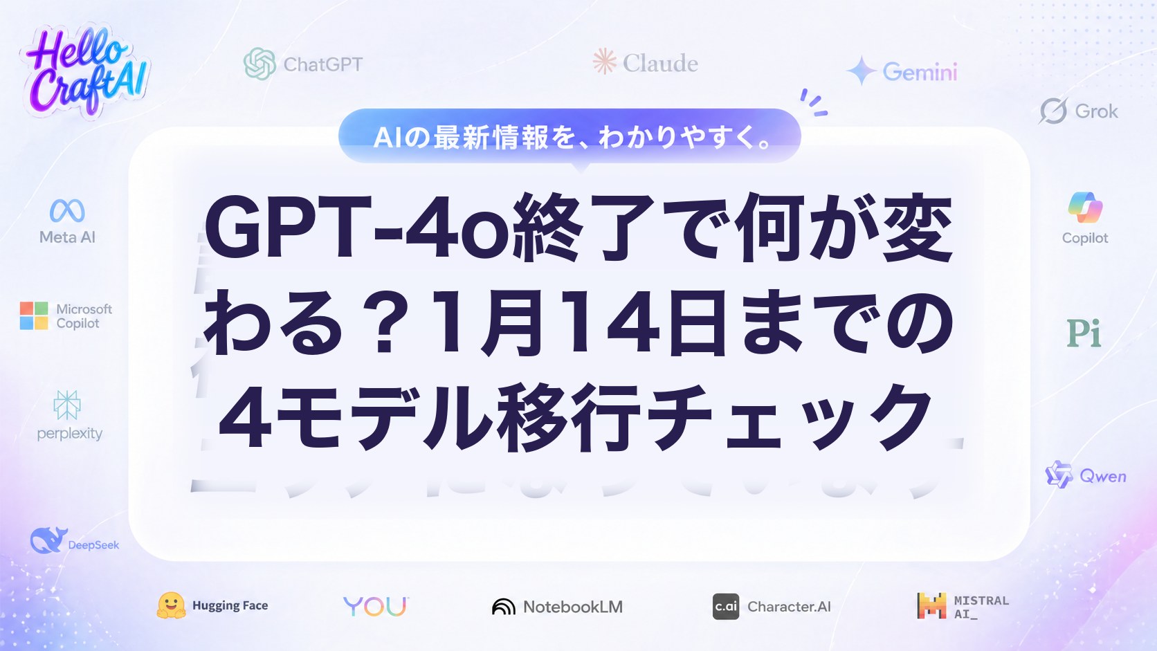 GPT-4o終了で何が変わる？1月14日までの4モデル移行チェック