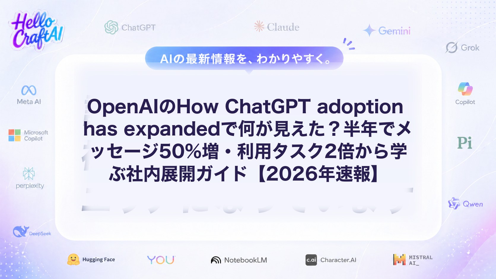 OpenAIのHow ChatGPT adoption has expandedで何が見えた？半年でメッセージ50%増・利用タスク2倍から学ぶ社内展開ガイド【2026年速報】