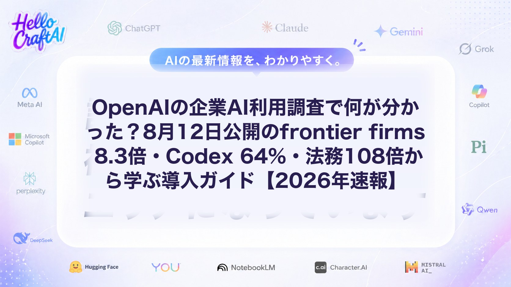 OpenAIの企業AI利用調査で何が分かった？8月12日公開のfrontier firms 8.3倍・Codex 64%・法務108倍から学ぶ導入ガイド【2026年速報】