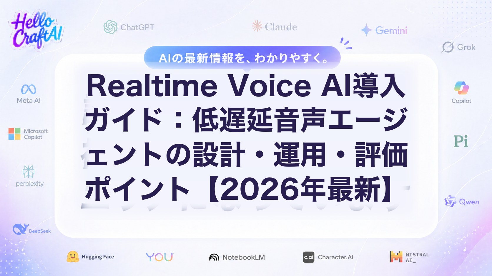Realtime Voice AI導入ガイド：低遅延音声エージェントの設計・運用・評価ポイント【2026年最新】